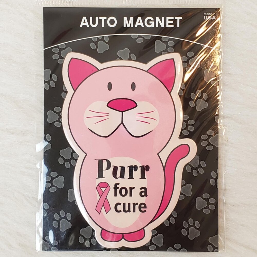 🩷 "Purr For a Cure" Breast Cancer Awareness Cat Car Auto Refrigerator Magnet